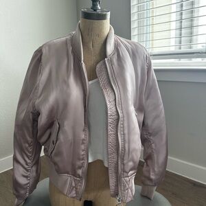 Divided Satin Bomber Jacket in Light Mauve